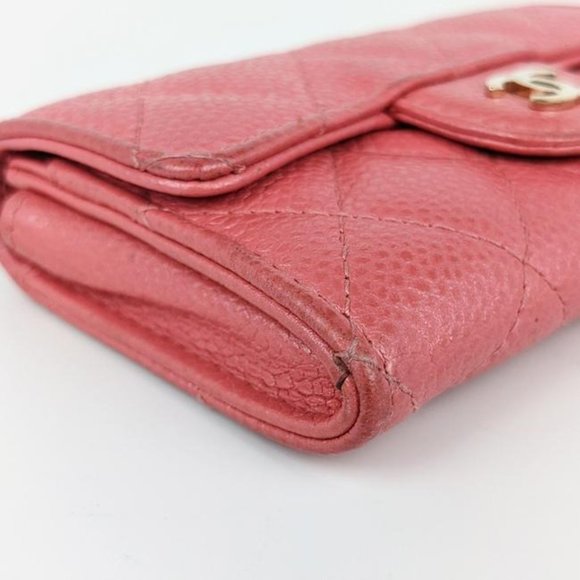 SOLD Chanel Pink Caviar Leather Quilted Flap Card Holder Coin Purse Wallet - Picture 3 of 8